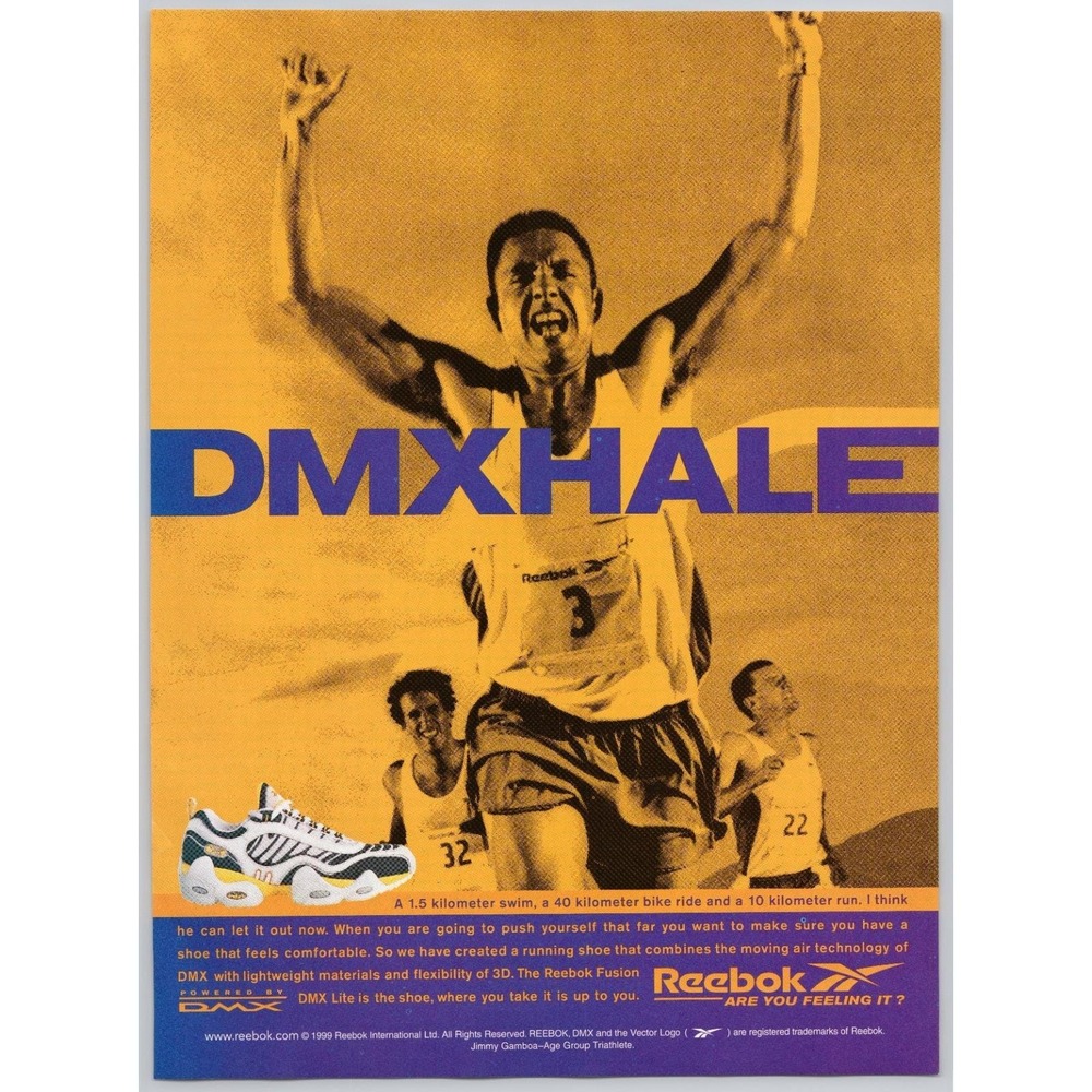 Reebok DMX Hale Running Shoe Triathlon Athlete‎ Are You Feeling It Print Ad 1999